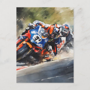 Motorbikes, High-Speed Cornering Action Postcard