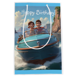 Motorboat Birthday Medium Gift Bag