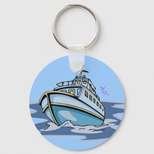Motorboat Button Keychain (Front)