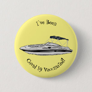 Motorboat cartoon illustration 6 cm round badge