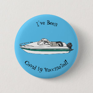 Motorboat cartoon illustration 6 cm round badge