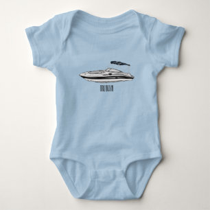 Motorboat cartoon illustration baby bodysuit