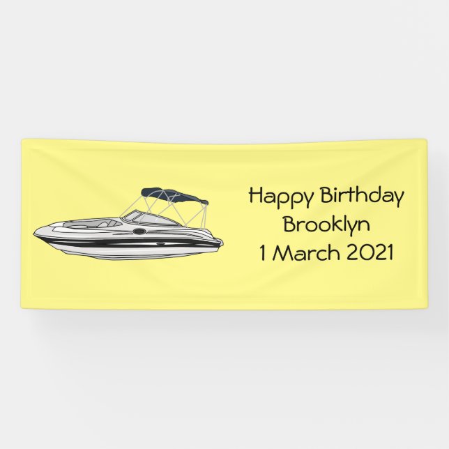 Motorboat cartoon illustration banner (Horizontal)