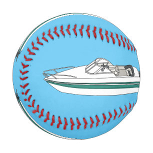 Motorboat cartoon illustration baseball