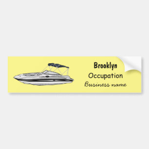 Motorboat cartoon illustration bumper sticker