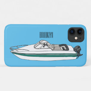 Motorboat cartoon illustration iPhone 11 case