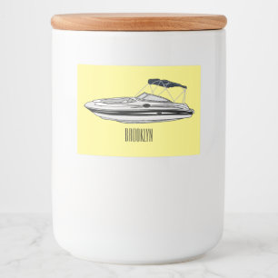 Motorboat cartoon illustration food label