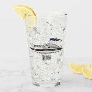 Motorboat cartoon illustration glass