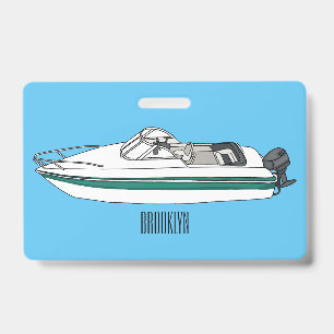Motorboat cartoon illustration ID badge