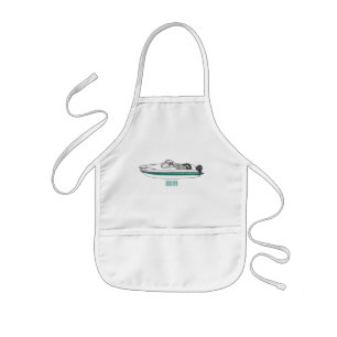 Motorboat cartoon illustration kids apron