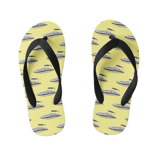 Motorboat cartoon illustration kid's thongs (Footbed)