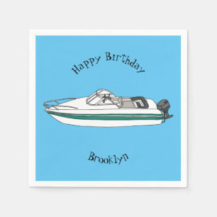 Motorboat cartoon illustration napkin