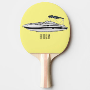 Motorboat cartoon illustration ping pong paddle