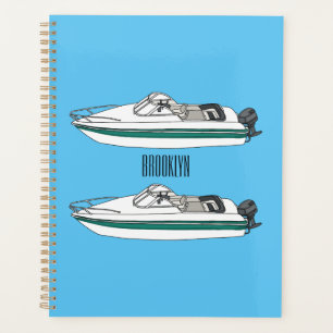 Motorboat cartoon illustration planner