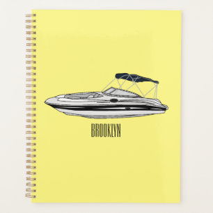 Motorboat cartoon illustration planner