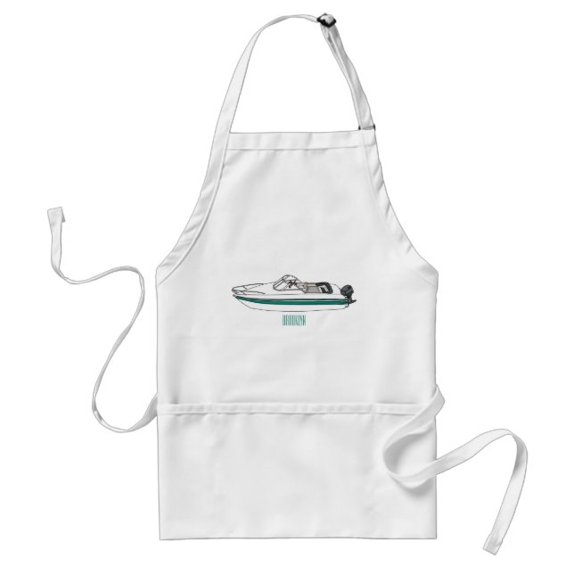 Motorboat cartoon illustration  standard apron (Front)