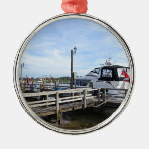 Motorboat On The River Blyth Metal Ornament