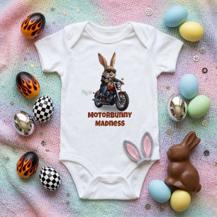 Motorbunny Madness - Cute Biker Rabbit Motorcycle Baby Bodysuit