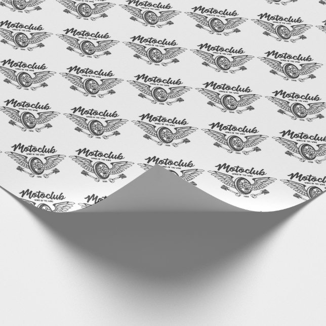 Motorclub Motorcycle Tire with Wings Wrapping Paper (Corner)