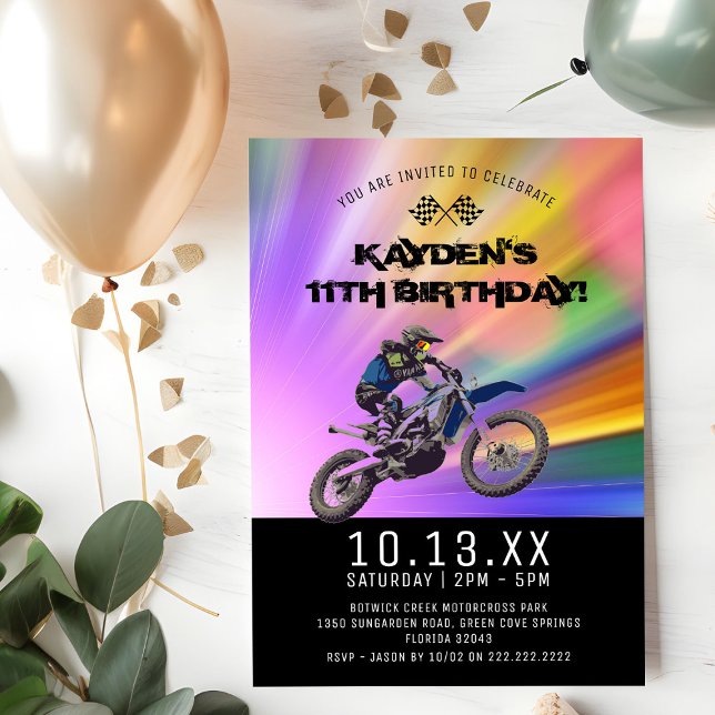 Motorcross Dirt Track Colourful Birthday Party Invitation (Creator Uploaded)