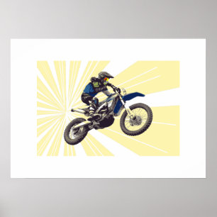 Motorcross Rider on a Pale Yellow Background Poster