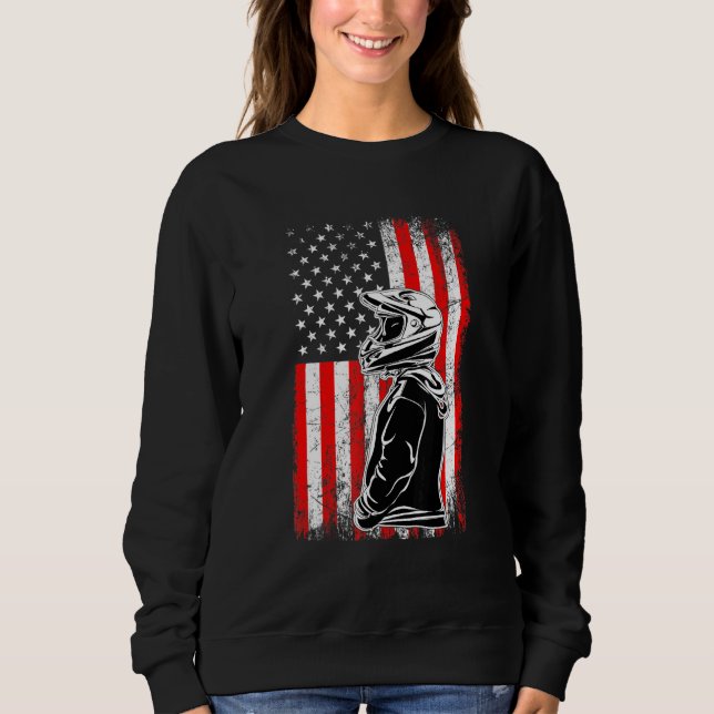 Motorcycle 04 With American Flags Happy 4th Of Jul Sweatshirt (Front)