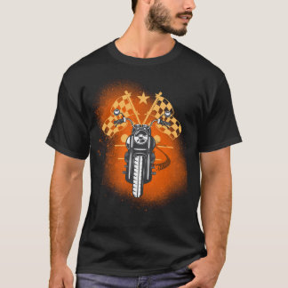 Motorcycle 2 Chequered Flags Paint Backgr T-Shirt