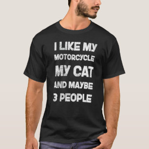Motorcycle And Cat Cats Biker Biking Motorcycling T-Shirt