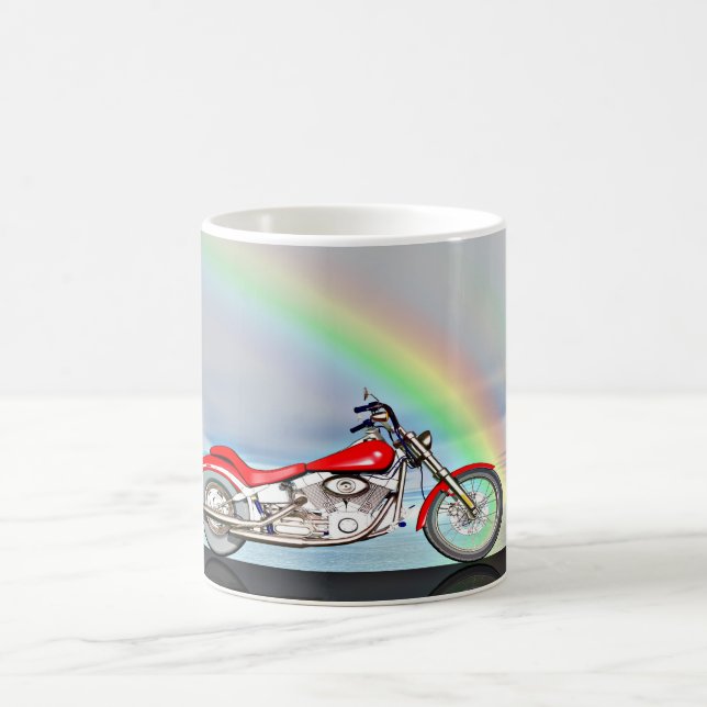 Motorcycle and rainbow coffee mug (Center)