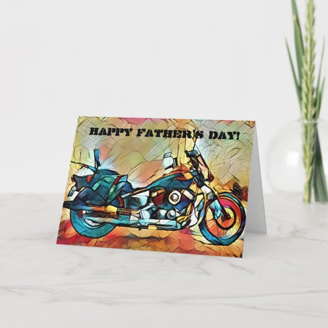 Motorcycle Art Father's Day Card (Front)