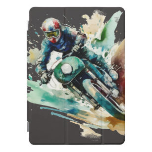 Motorcycle Art Print - Biker Watercolor Graphic  iPad Pro Cover