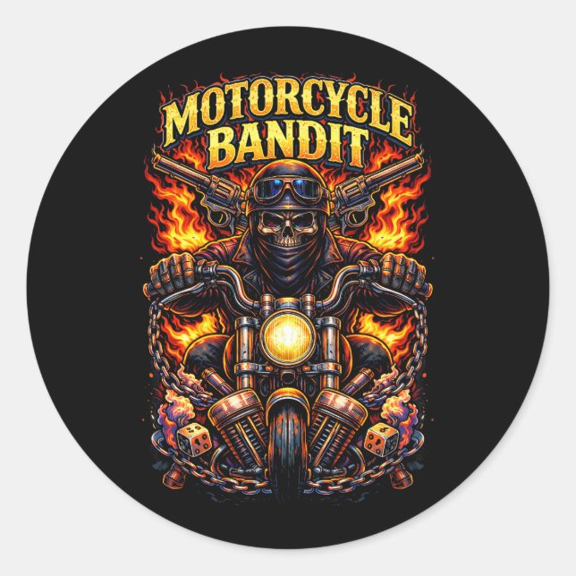 Motorcycle Bandit Classic Round Sticker (Front)