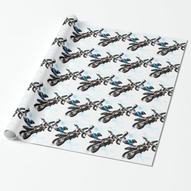 motorcycle biker acrobatic sport racing wrapping paper (Unrolled)