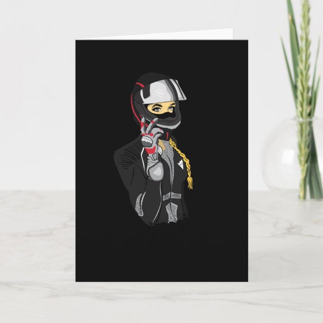 Motorcycle Biker Bike Girl Women Funny Gift Idea Card (Front)