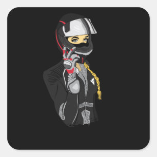 Motorcycle Biker Bike Girl Women Funny Gift Idea Square Sticker