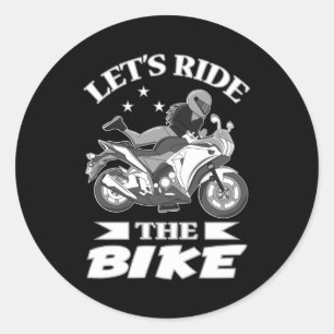 Motorcycle Biker Bike Women Vintage Gift Idea Classic Round Sticker