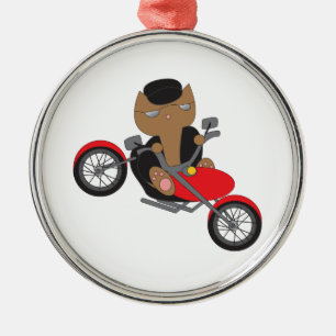 Motorcycle Biker Cat Metal Ornament