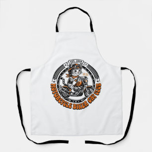 Motorcycle Biker Cat Pet Lover Shirt Art - Motorcy Apron