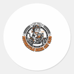 Motorcycle Biker Cat Pet Lover Shirt Art - Motorcy Classic Round Sticker