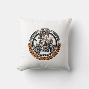 Motorcycle Biker Cat Pet Lover Shirt Art - Motorcy Cushion