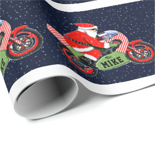 Motorcycle Biker Christmas Gift Wrapping Paper