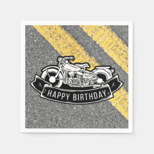 Motorcycle Biker Happy Birthday Party Serving Napkin