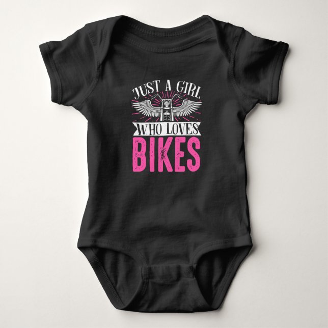 Motorcycle Biker Motorbike Rider Just A Girl Who Baby Bodysuit (Front)