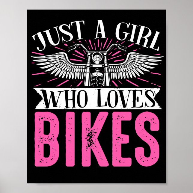 Motorcycle Biker Motorbike Rider Just A Girl Who Poster (Front)
