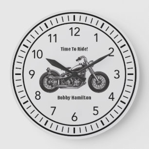 Motorcycle Biker Personalised Name & Saying Large Clock