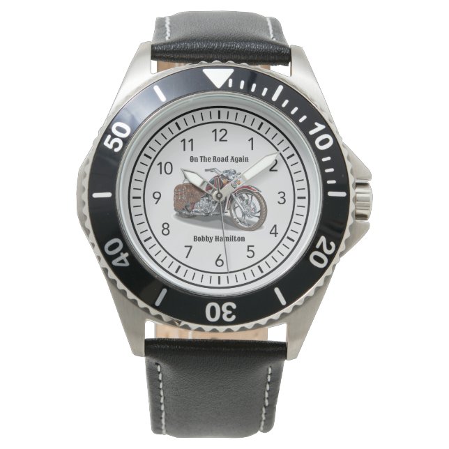 Motorcycle Biker Personalised Name & Saying Watch (Front)