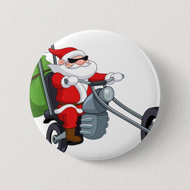 motorcycle biker santa claus 6 cm round badge (Front)