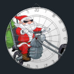 motorcycle biker santa claus dartboard<br><div class="desc">biker, santa, "santa claus", motorcycle, hardcore, "rock roll", christmas, xmas, chopper, "funny christmas", "christmas humour", "cool santa"  "Red green white" glasses bike hipster retro cartoon</div>