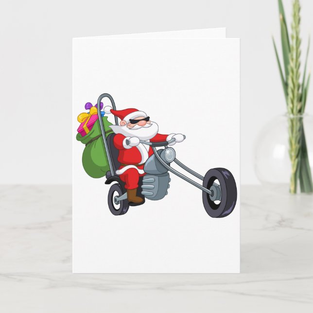motorcycle biker santa claus holiday card (Front)