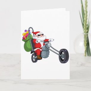 motorcycle biker santa claus holiday card